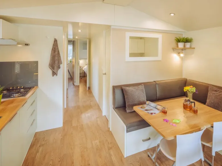 The Roan Premium features a spacious living room and cosy kitchen.