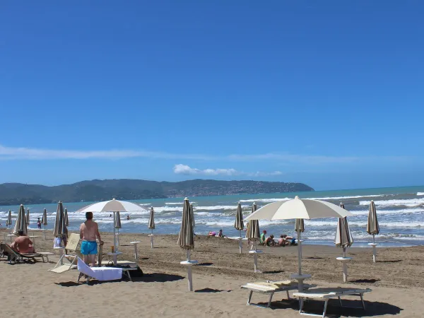 the beach at Orbetello campground.