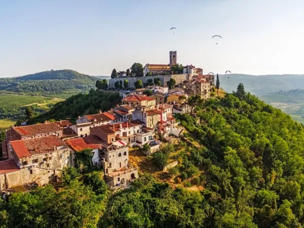 The village of Motovun in Croatia near Roan camping Bi Village.