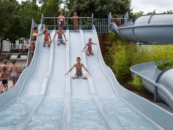 Slide down the slide at Roan camping Aluna Vacances.