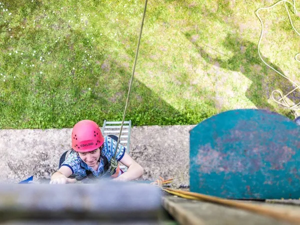 Climbing wall at Roan camping du Vieux Pont.