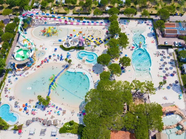 Overview pool complex of Roan campsite Union Lido Mare.