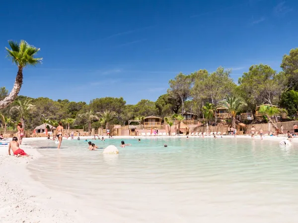 Overview of the lagoon at Roan camping La Pierre Verte.