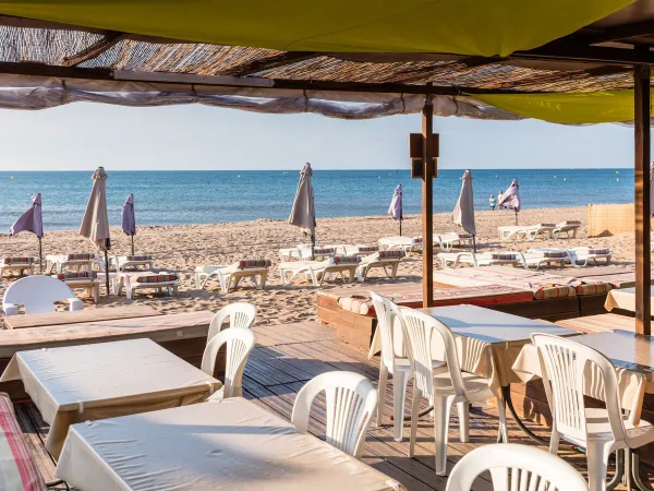 Beachfront terraces at Roan camping Les Sablines.