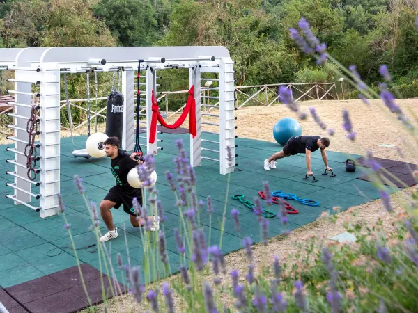 Outdoor fitness at Roan camping hu Norcenni Girasole village.