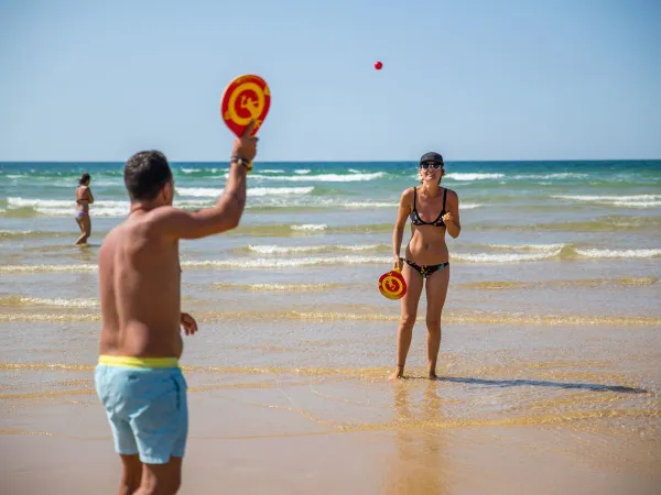 Beach balls at the beach at Roan camping Le Vieux Port.