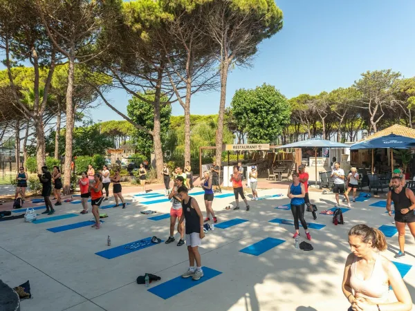 Aereobics activity at Roan camping Le Castellas.