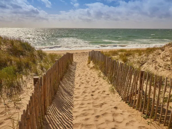 Footpath to sandy beach near Roan campsite Les Chardons Bleus de la Turballe.