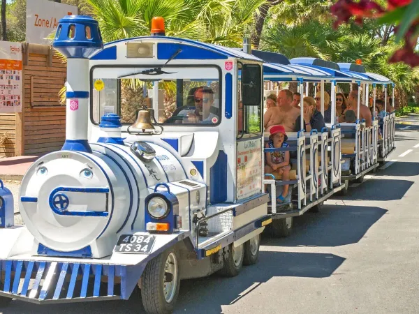 Be transported by the little train at Roan camping Le Castellas.