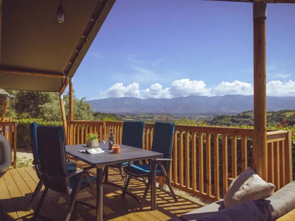 View from the Lodgetent Spring at Roan camping hu Norcenni Girasole village.