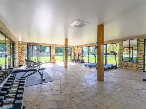 Gym at Roan campsite La Croix du Vieux Pont.