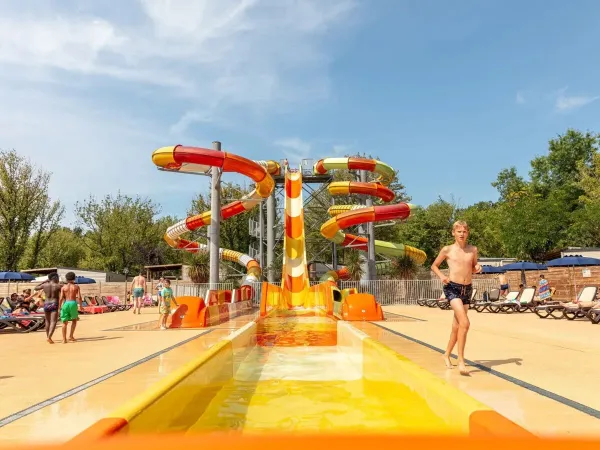 Waterslides at Roan camping Château de Fonrives.