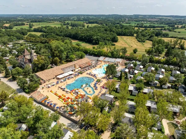 Aerial view of Roan camping Château de Fonrives
