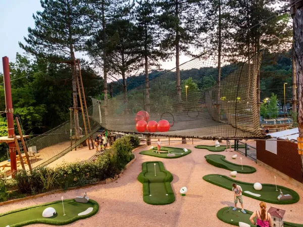 Playing in nets above ground at Roan camping hu Norcenni girasole village.