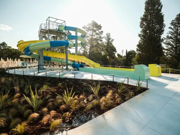 Quick slides by the pool at Roan campsite Zaton Holiday Resort.