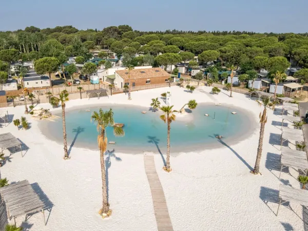 New lagoon pool at Roan campsite Domaine de la Yole.