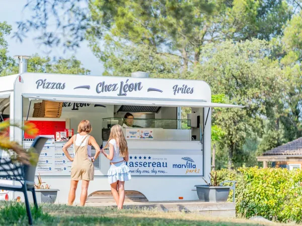 Pizza takeaway at Roan campsite Domaine de Massereau.