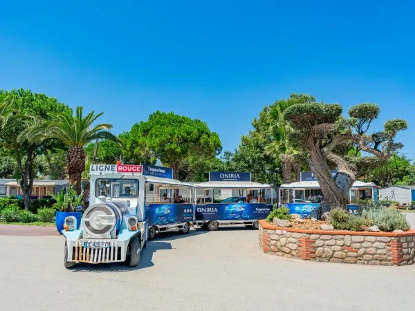 Little train at Roan campsite Le Soleil de la Méditerranée.