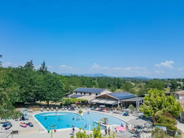View from the pool at Roan camping La Grand Terre.