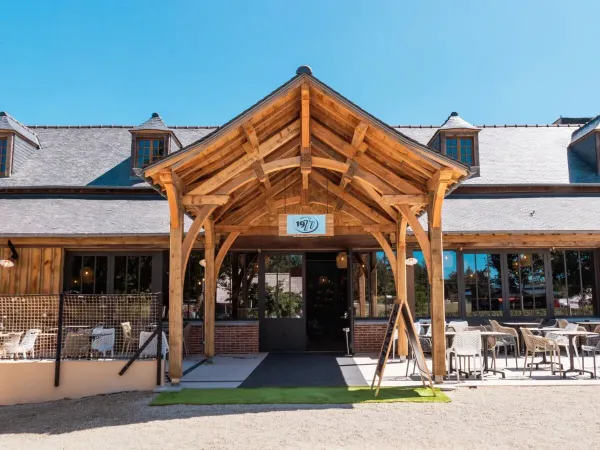 Entrance to restaurant 1977 at Roan campsite Domaine des Ormes.