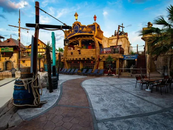 Pirate theme by the pool at Roan campsite Les Sables d'Or.