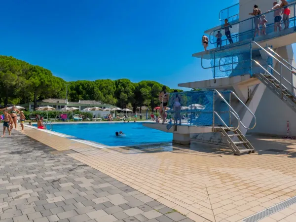 Diving boards at Roan campsite Marina Julia Camping Village.