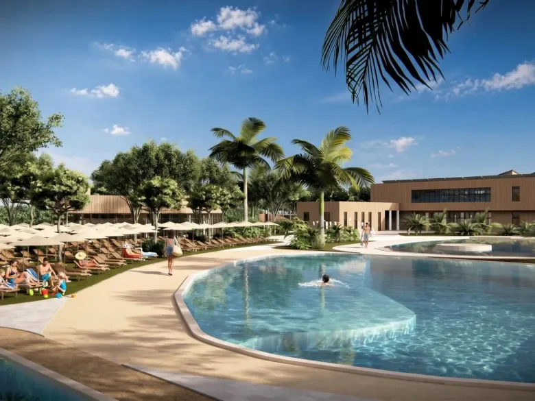 AI generated image: Pool complex Roan Camping Delta Open Air Resort.