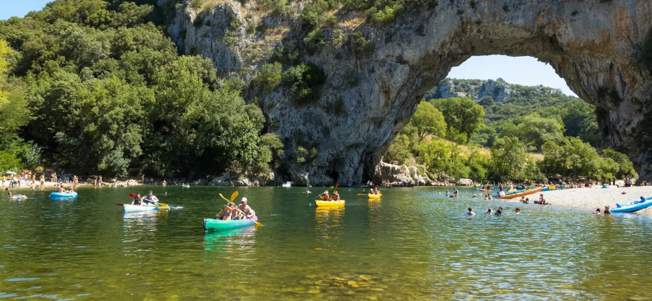 The Pont-d'Arc bridge formed by nature near Roan campsites in the Ardèche.